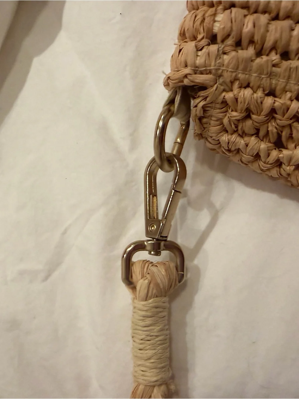 l*space Woven Raffia Tassel Shoulder Bag in Natural Tan